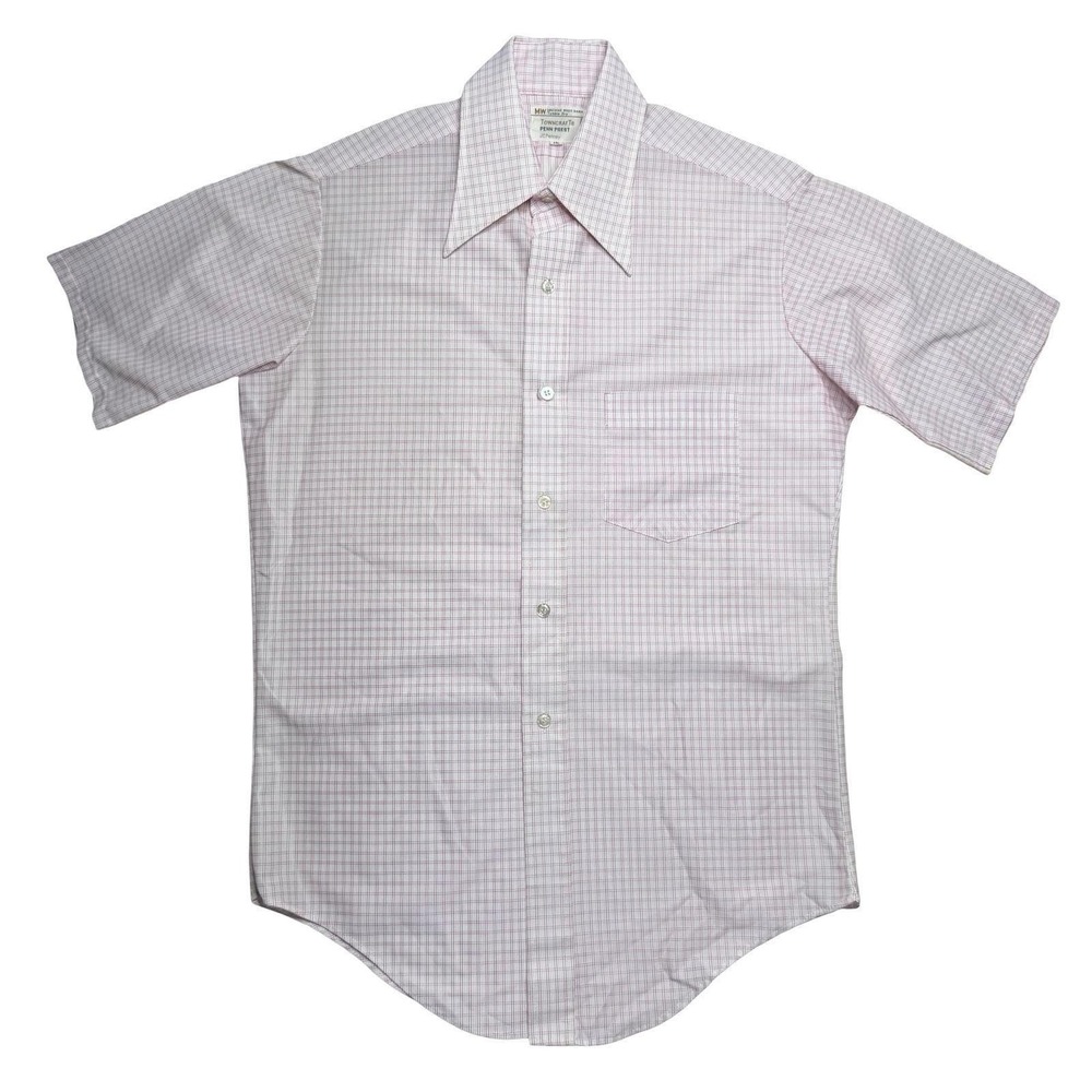 Vintage 70s JC Penney Town Craft Penn Prest button down pink‎ shirt SIZE 15